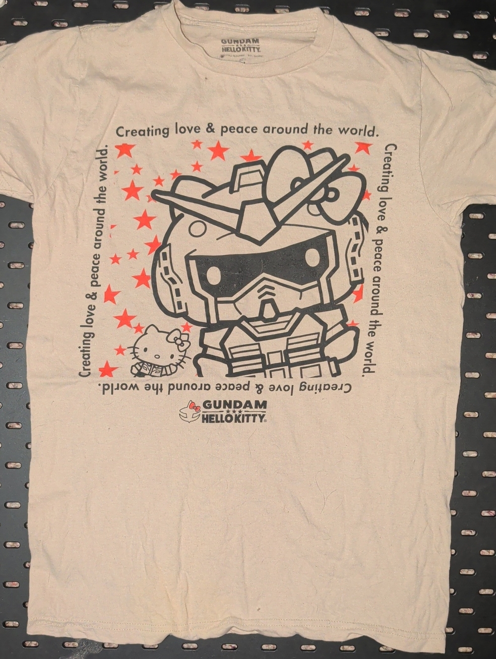 Hello Kitty x Gundam Kids Tee - Cream with Black & Red